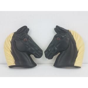 Miller Studio Chalkware Horse Hanging Wall Art Set of Two 1961 Vintage Palomino